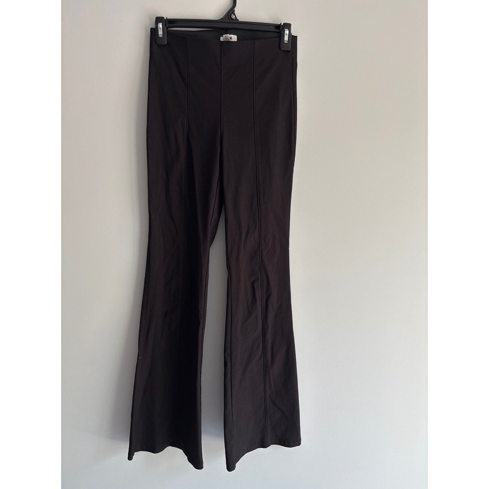 Garage Womens Flare Pants Small Black Y2K Seam Detail High Waist Elastic Waist